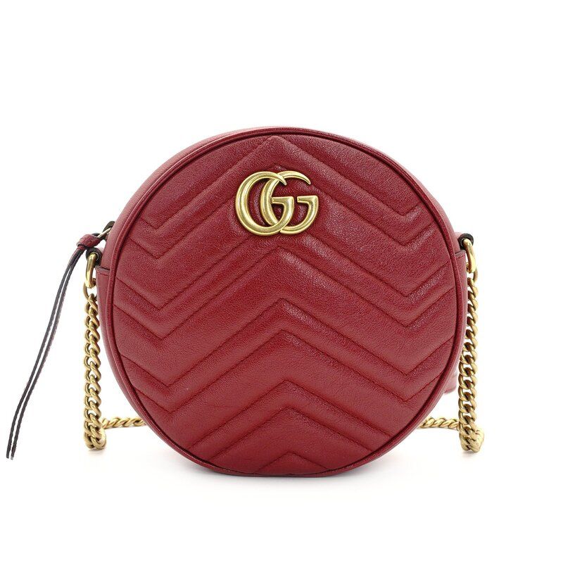 グッチ GUCCI GGマーモント チェーン ショルダーバッグ レッド レザー クロスボディ 赤 GGロゴ 7-8-771