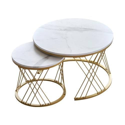天板 大理石調 入れ子式 2個セットサイドテーブルローテーブル ローテーブル 丸 ネストテーブル 円型テーブル センターテーブル ローテーブル北欧風 オーエスジェイ OSJ 一人暮ら