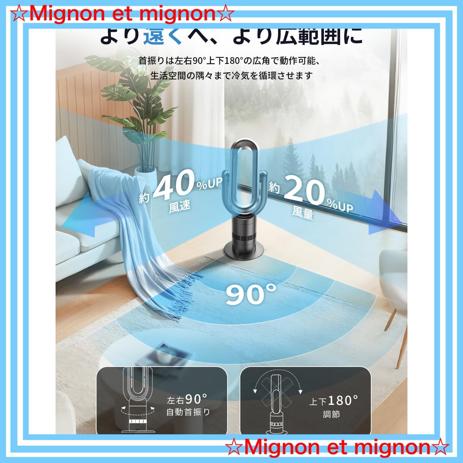 90°自動首振り