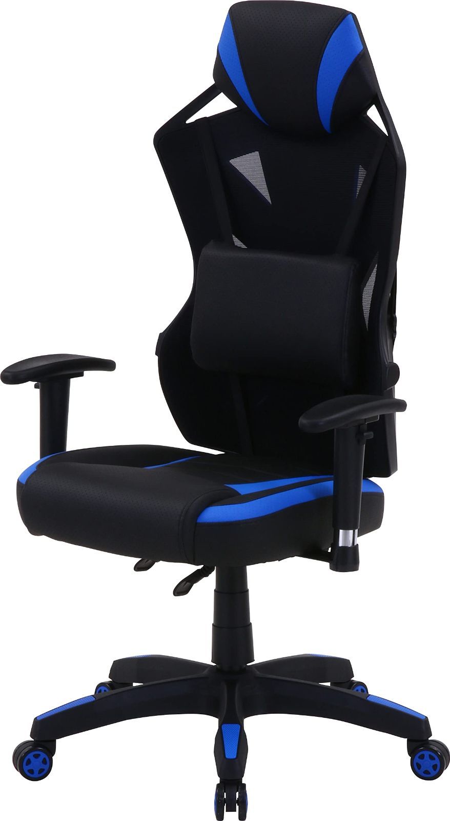 新着商品 ゲーミングチェア パーソナルチェア 幅68.5×奥行65.5×高さ118~125.5cm 不二貿易 ブルー メッシュ 回転式 リクライニング レイズ 19428