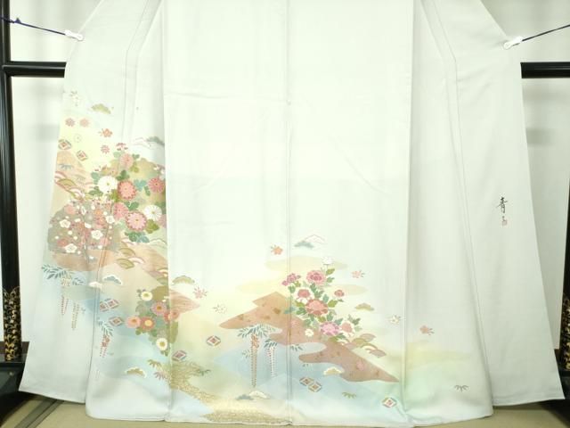 平和屋着物○京友禅の第一人者 松井青々 訪問着 雪輪吉祥花文 暈し染め