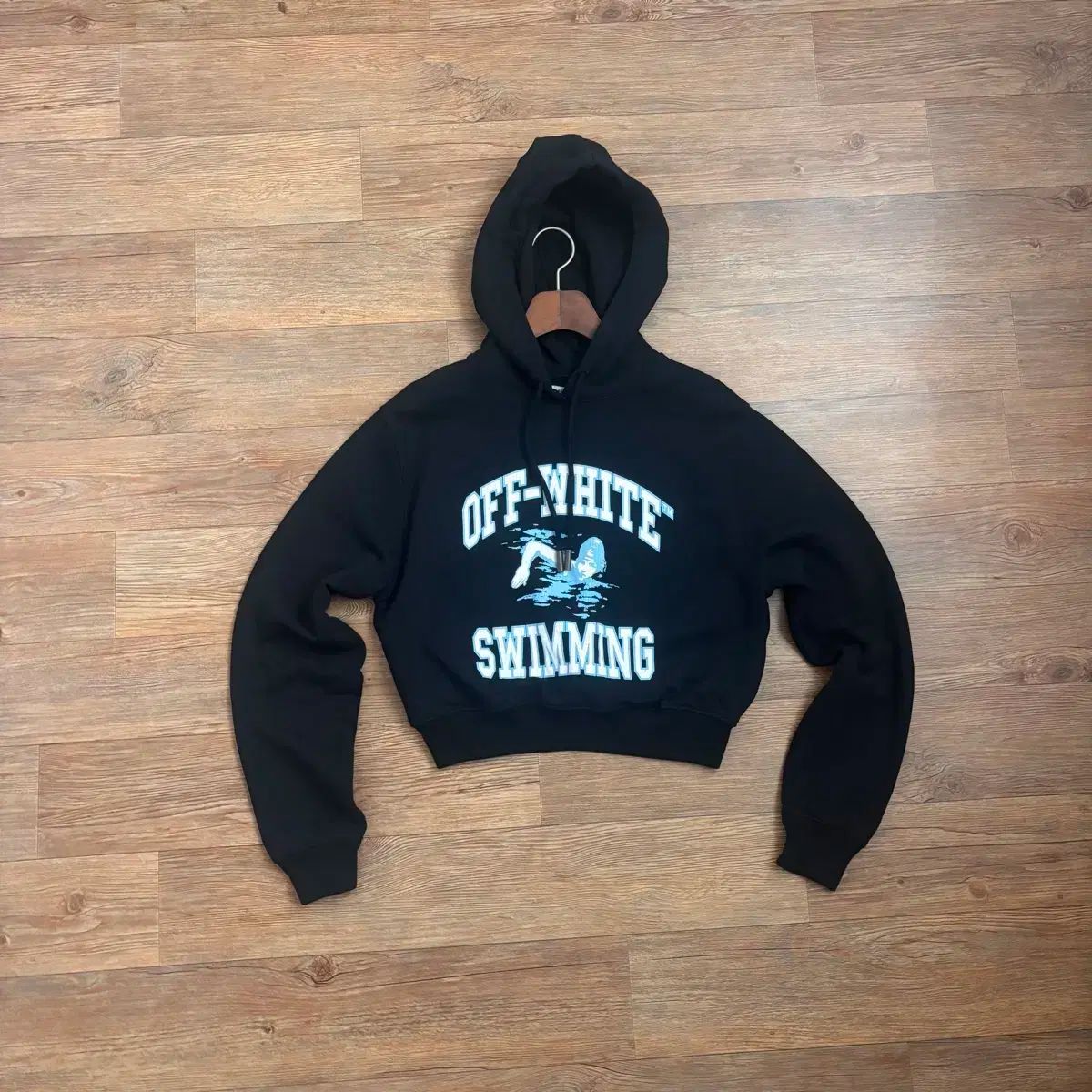 オフホワイト ルーズフィット クロップド フーディー フード Tシャツ 20 SS