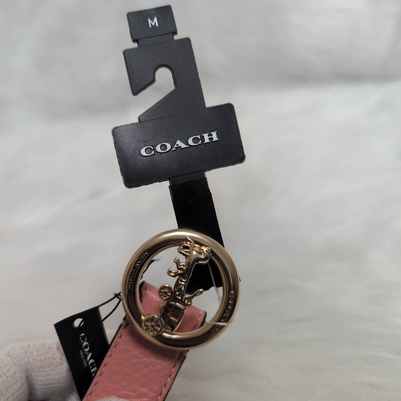未使用】 COACH ホースアンドキャリッジ ベルト ピンク ゴールド  