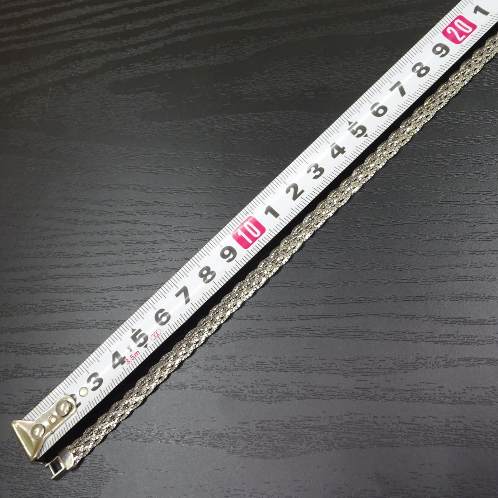 プラチナpt850 ボリューム 編み込み デザイン ロング ネックレス 60cm 