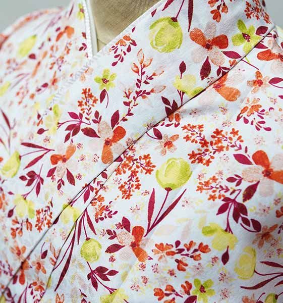 二尺袖着物袴セット ジュニア用 160cmサイズ 百花繚乱 白地 袴変更可能 