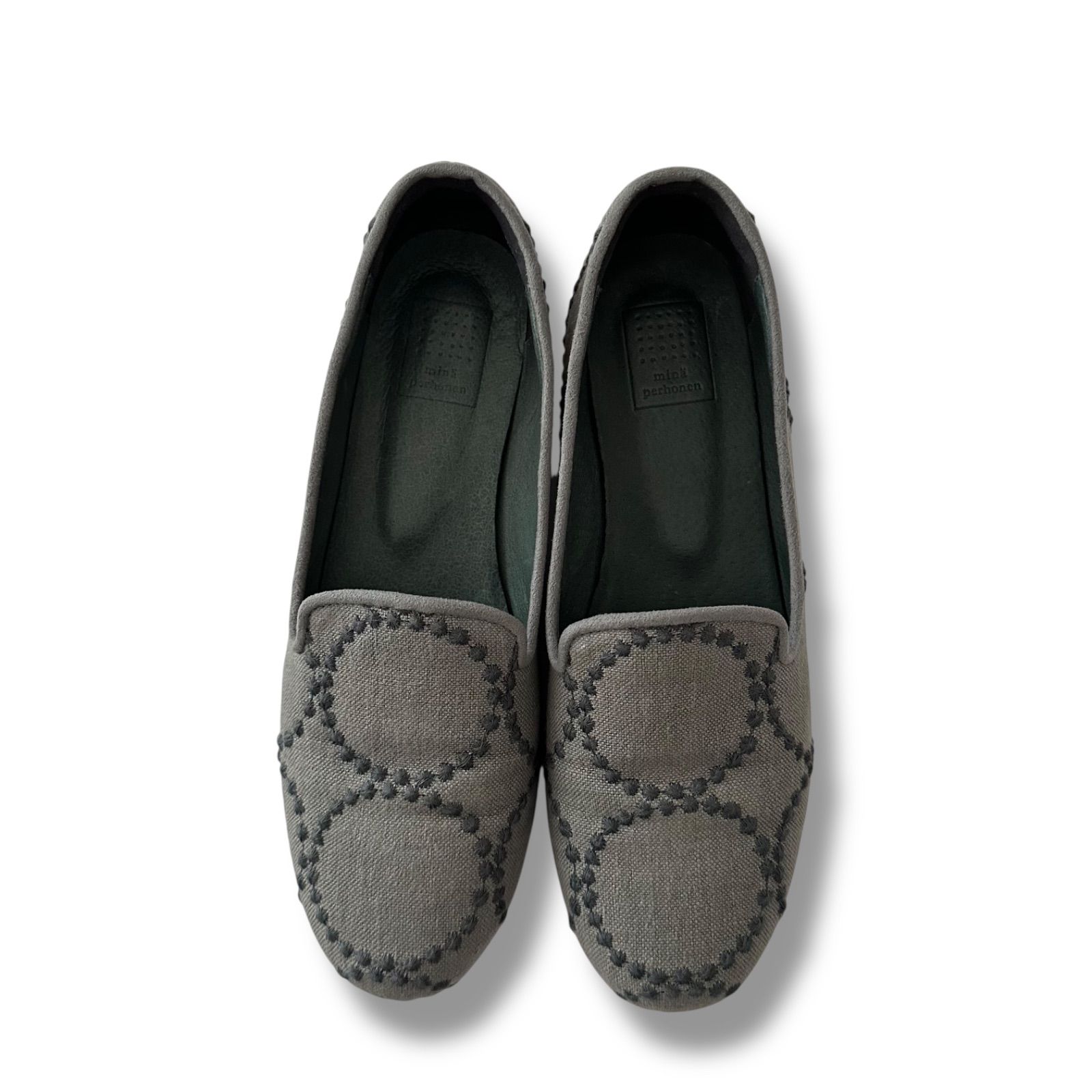 ミナ ペルホネン タンバリン アウリンコ フラットシューズ グレー 37 23.5㎝