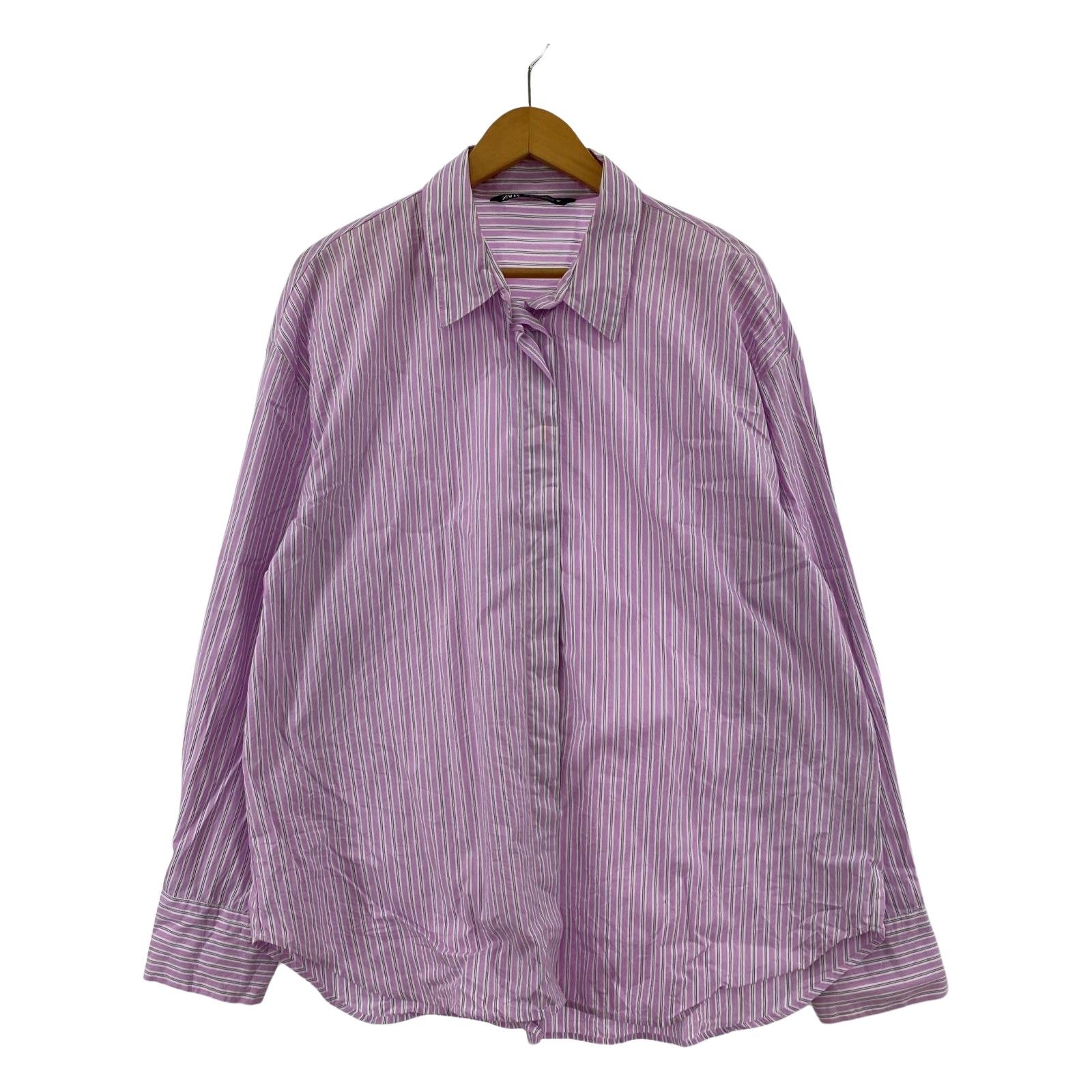 ZARA ザラ ストライプ長袖シャツ size32/ピンク×ホワイト メンズ