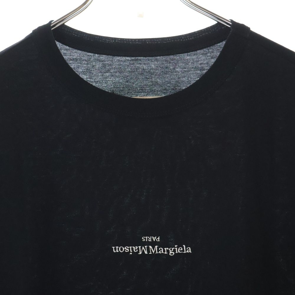 【Maison Margiela】ロゴ刺繍クルーネックTシャツ ブラック Maison Margiela (メゾン マルジェラ) ロゴ刺繍 クルーネック