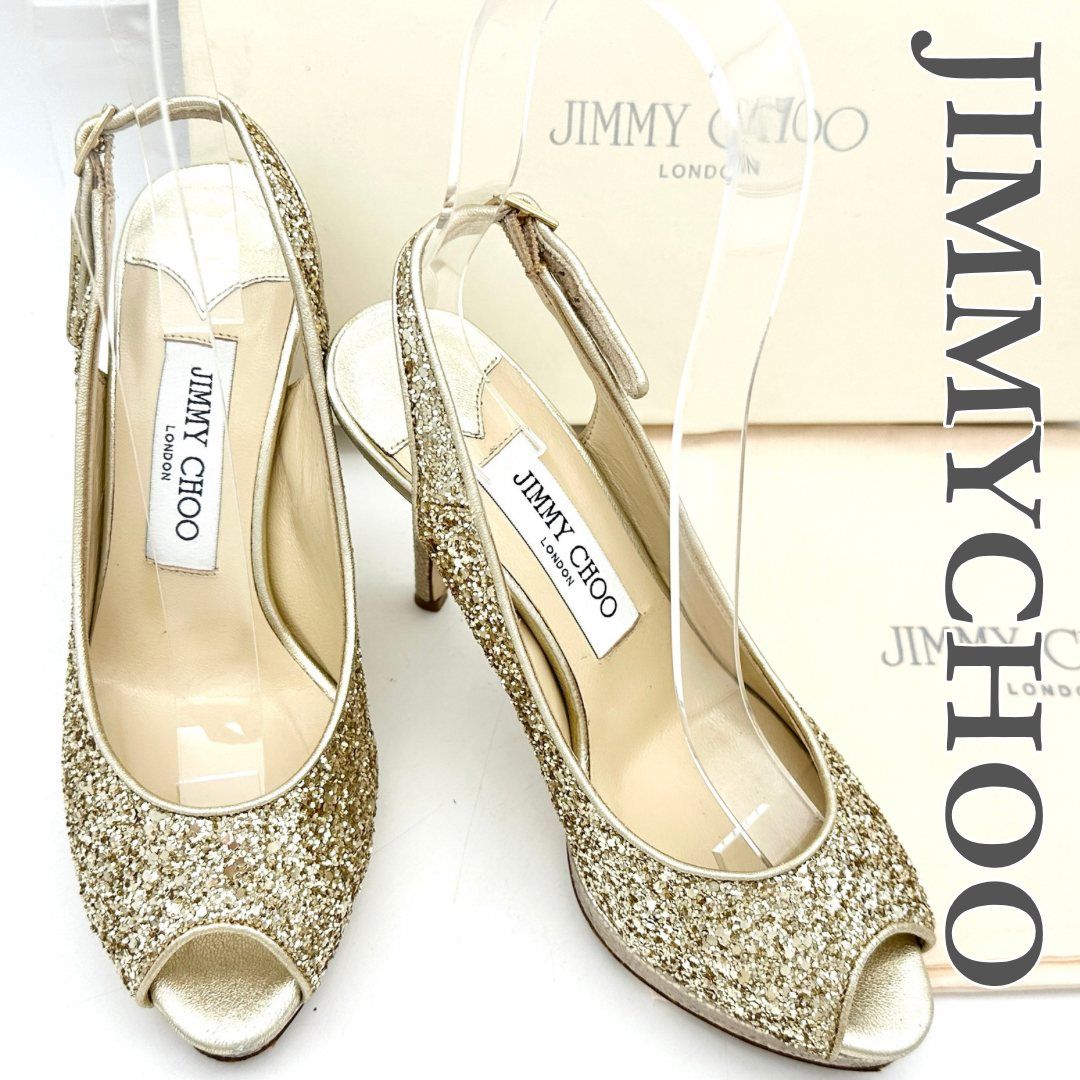 VIPセール! JIMMY CHOO ゴールドグリッター パンプス 10㎝ヒール ブランドバッグ通販サイト VIPセール! 10㎝ヒール パンプス