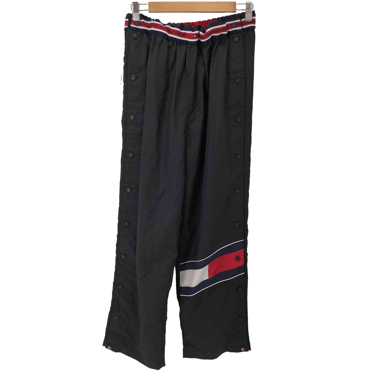 トミーヒルフィガー TOMMY HILFIGER {{HILFIGER ATHLETICS}}90S フラッグロゴ サイドボタンナイロンワイドパンツ メンズ JPN：XL 