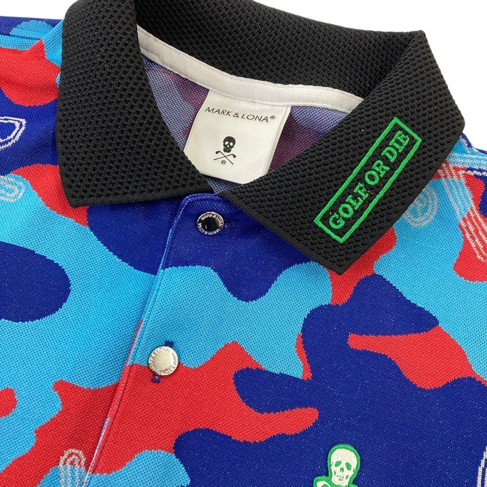 美品 MARK&LONA マークアンドロナ 半袖ポロシャツ 総柄 44 サイズ：44 MARK&LONA オンライン マークアンドロナ 半袖ポロシャツ