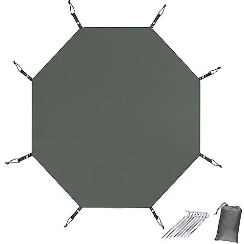 八角 385*350 Farfly テントシート グランドシート 八角 防水 アウトドア キャンプ 軽量 厚手 ワンポールテント用 シート コンパクト 持ち運び便利 収納袋つき ペグ付き 385x350cm