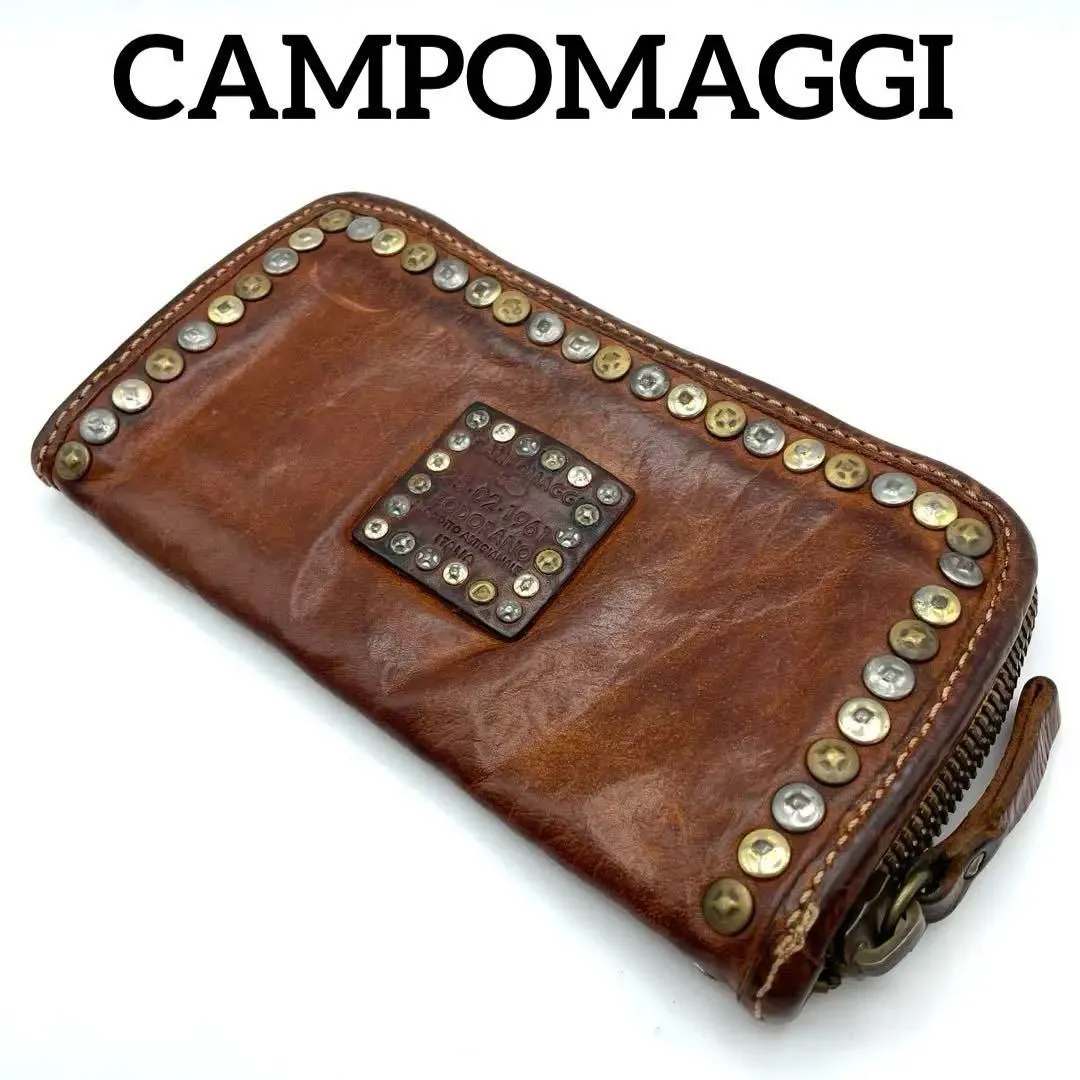 CAMPOMAGGI　二つ折り革財布　スタッズ　イタリア製 楽天市場】CAMPOMAGGI [カンポマッジ]アンティークスタッズコンパクト