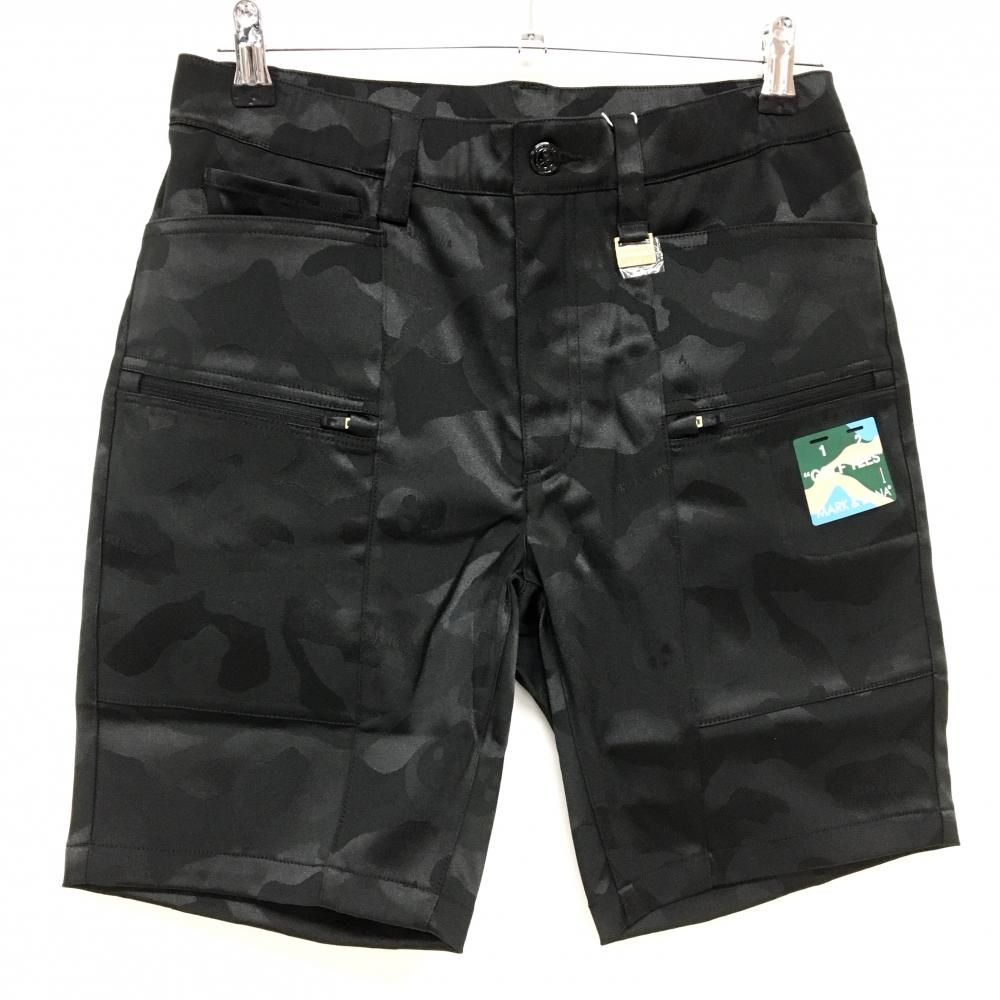 価格 マークアンドロナ ハーフパンツ 黒 カモフラ柄織生地 迷彩 スカル メンズ 44 S ゴルフウェア 2025年モデル MARK＆LONA