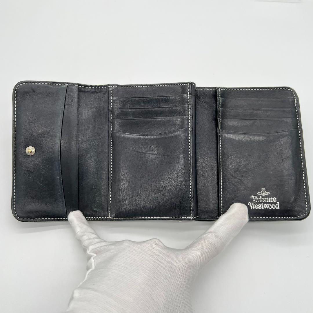 良品】VivienneWestwood 三つ折財布 がま口財布 エナメル 黒 良品】VivienneWestwood 三つ折財布 がま口財布 エナメル 黒
