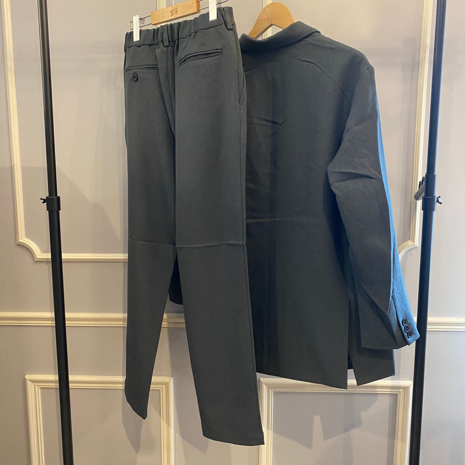 02 M メンズ パンツセットアップ グレー系 BA519 ダブル ジャケット スラックス