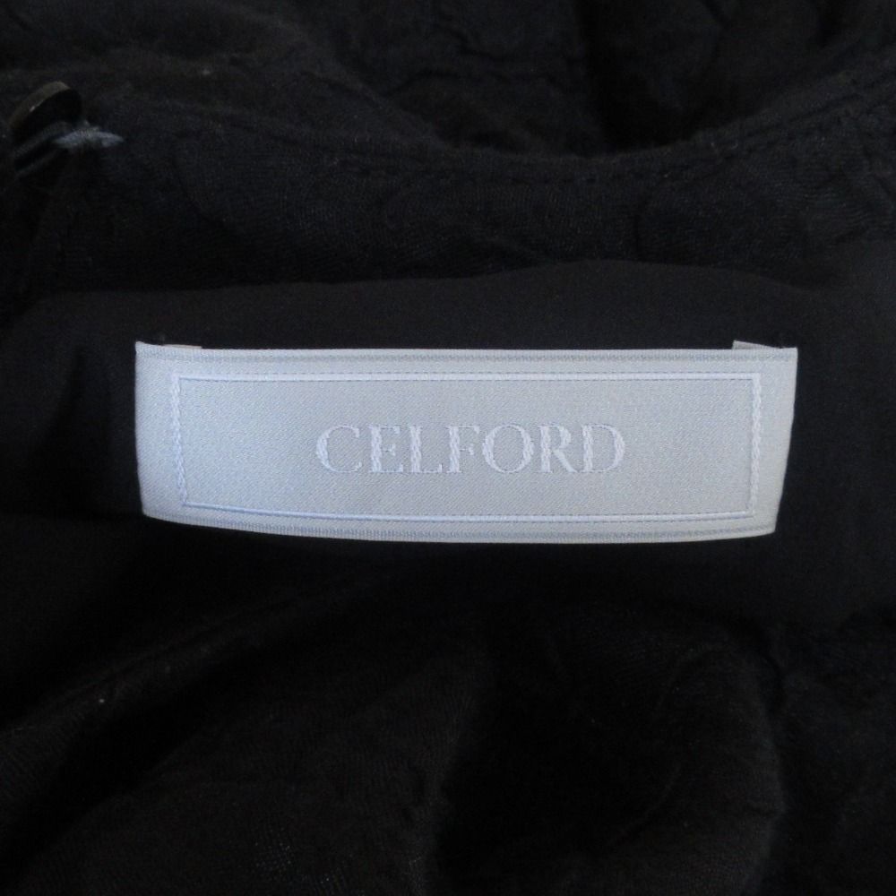 美品 22SS CELFORD セルフォード パワーショルダー チュニックブラウス シャツ 36 ブラック レディース 古着 中古 CELFORD - 美品 22SS CELFORD セルフォード パワーショルダー
