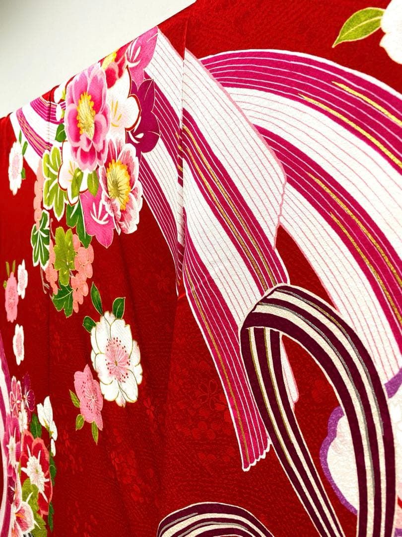 振袖 仮絵羽 金彩 銀彩 紋意匠 刺繍 舞台衣装 正絹 未仕立て品 八掛