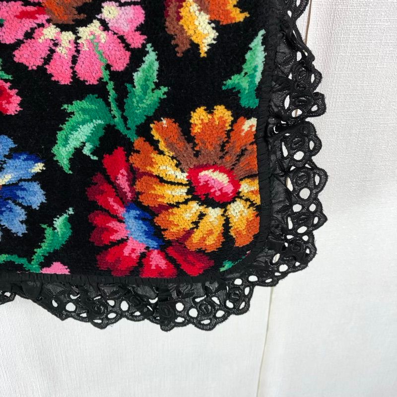 フェイラー FEILER 前掛けエプロン 花柄 レース 綿100％ ポケット付き