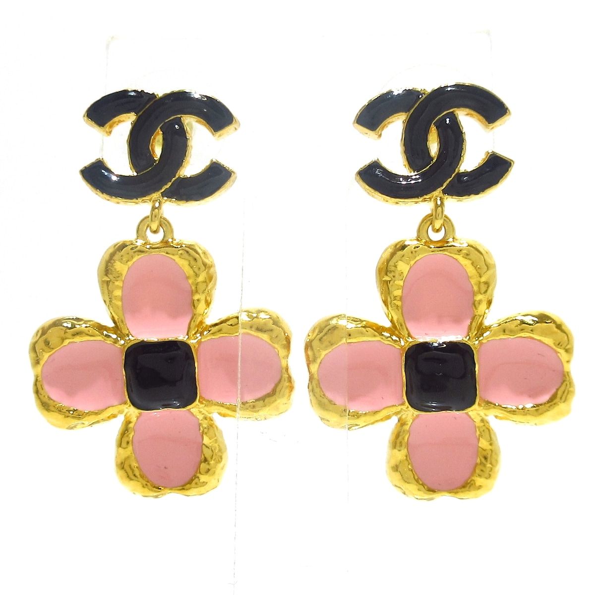 CHANEL シャネル ピアス - ゴールド×ピンク×黒 ココマーク|フラワー