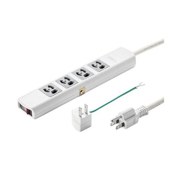 サンワサプライ雷ガードタップ 3P 4個口 5m ホワイト TAP-SP34MG-5 1個