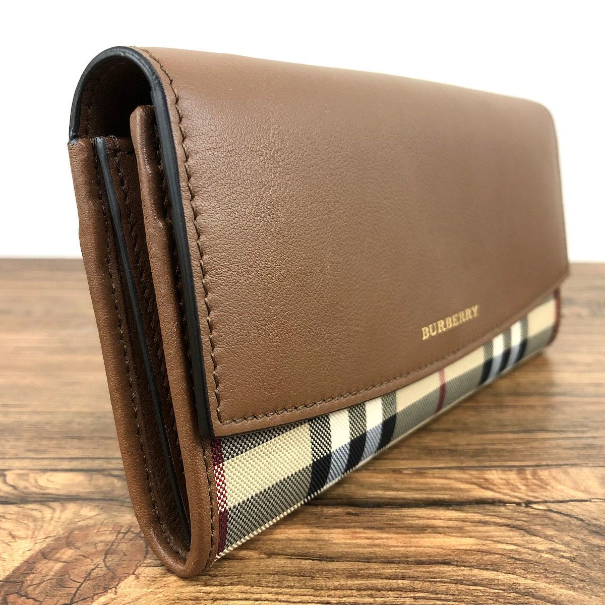 未使用品 BURBERRY 長財布 チェック ブラウン 250-