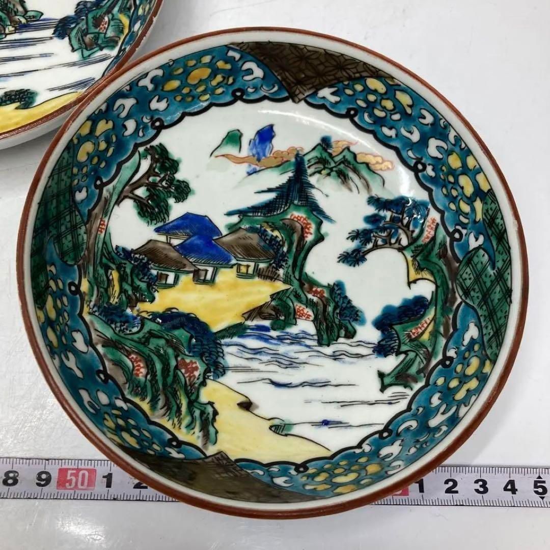 明治時代 九谷焼 青九谷 風景画 膾皿5枚 トヒチ 本さ5-0518 1F WWW_IBETON_RU