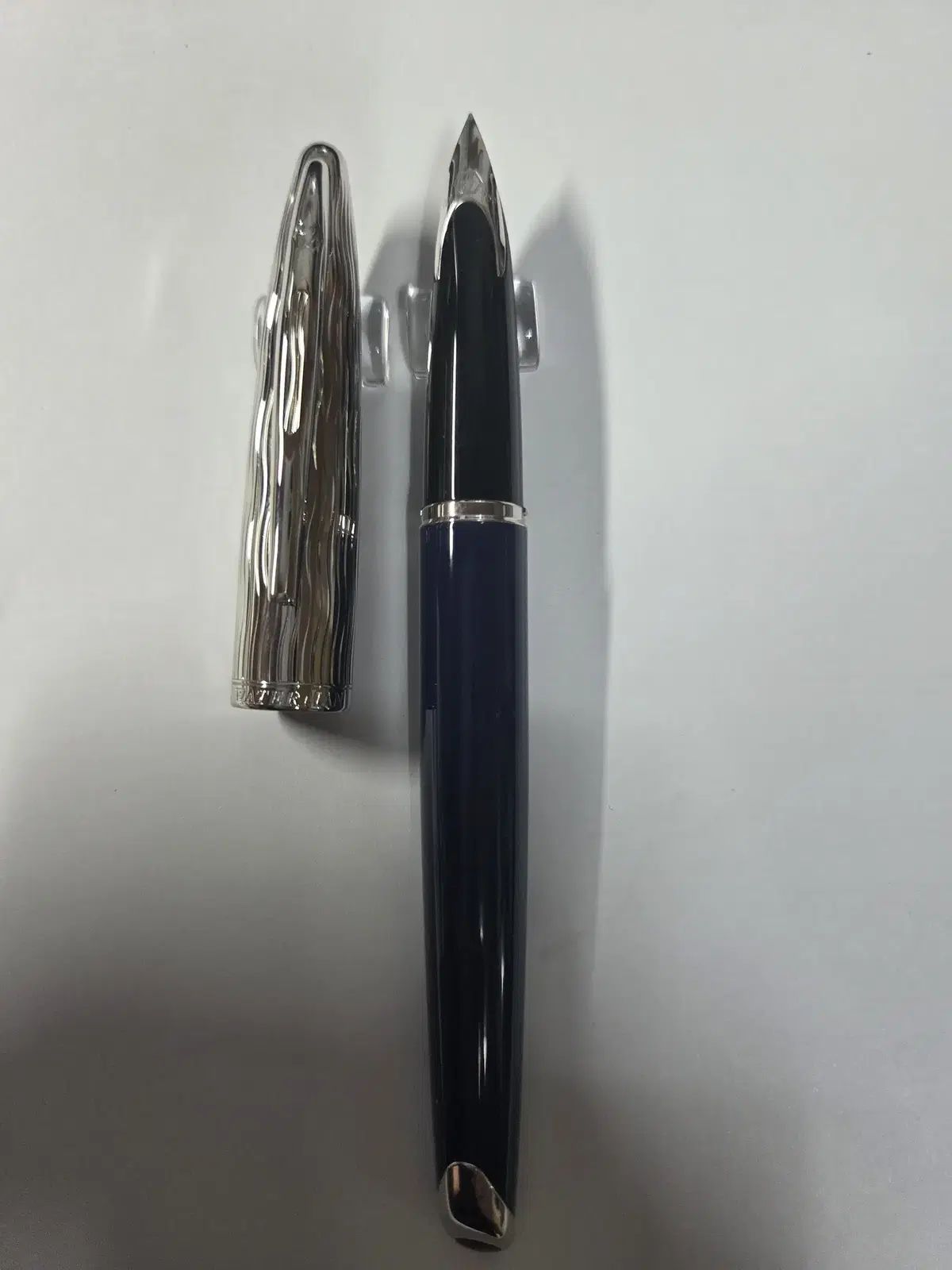 ウォーターマン カレン デラックス メタル-ブルー CT 18K Fニブ 万年筆 レサン デュ ブルー