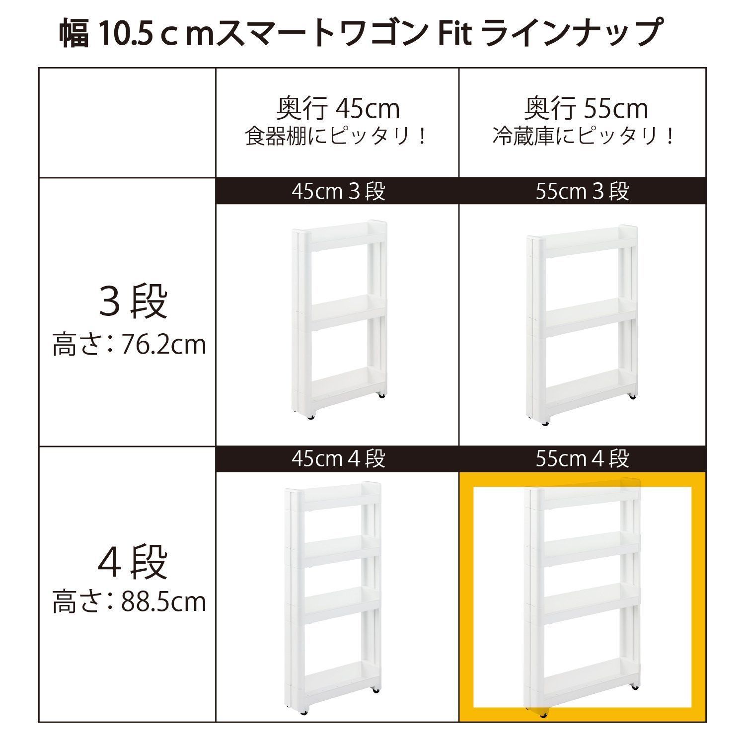 特価】不動技研 スマートワゴン Fit W100 55-4段 約幅10.5×奥行55×高さ