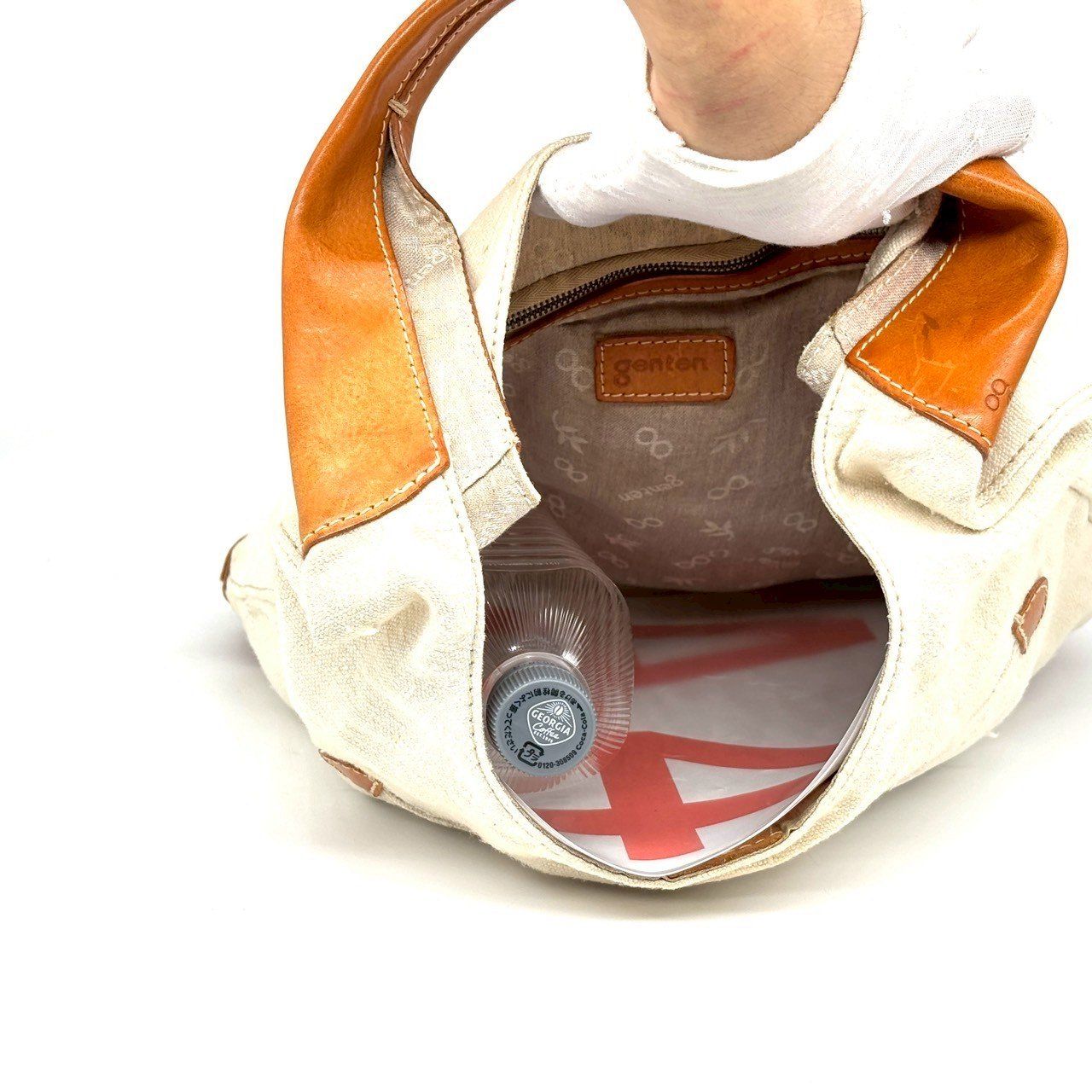 ゲンテン genten トートバッグ レザー アイボリー 型押し加工 バッグ