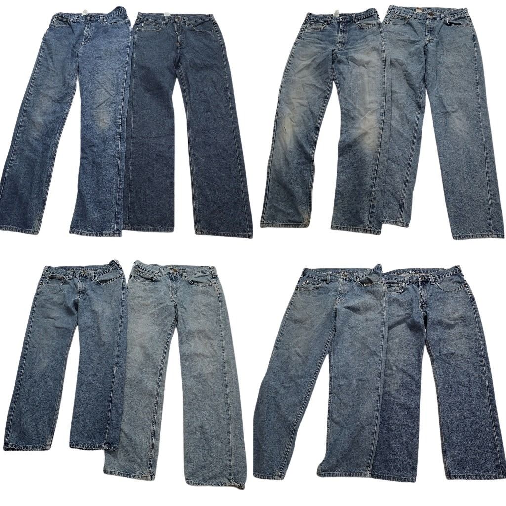 古着卸 カーハート Carhartt デニム パンツ 8枚セット メンズ 34 インディゴブルー 革パッチ アメカジ 古着 NA3414