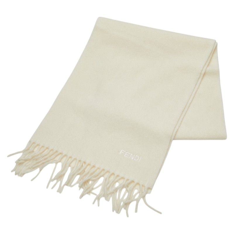 フェンディ ロゴ刺繍 アイボリー ウール カシミヤ レディース FENDI 1-0189520