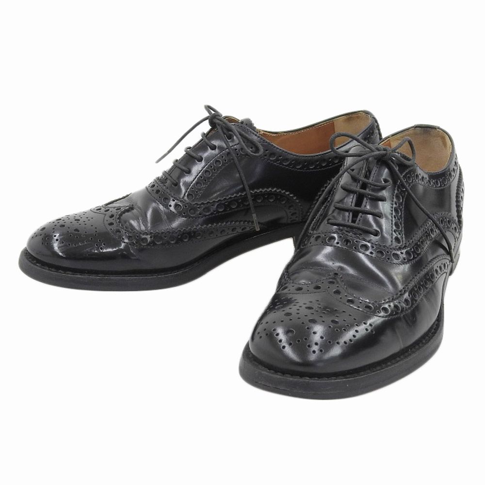 チャーチ 現行ロゴ BURWOOD バーウッド フルブローグ ウイングチップ メダリオン シューズ 37 1|2 23.5-24cm レディース 黒