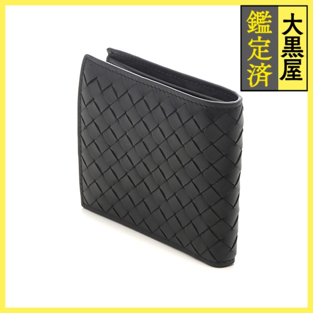 ボッテガ ヴェネタ 二つ折財布 イントレチャート ブラック レザー 460
