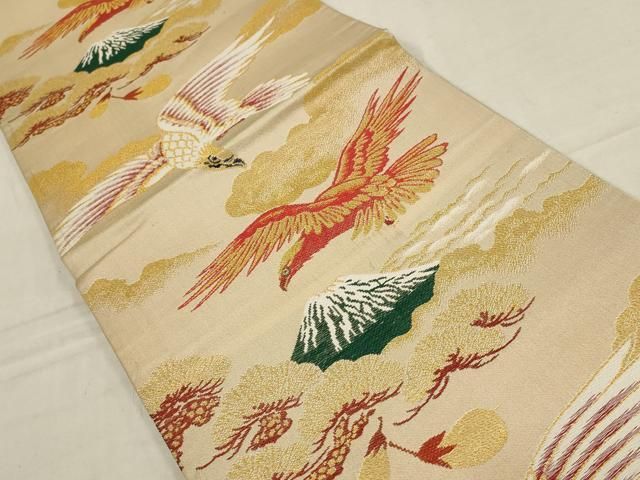 平和屋着物▽アンティーク 大正ロマン 丸帯 唐織 松竹梅 鶴 金糸 正絹