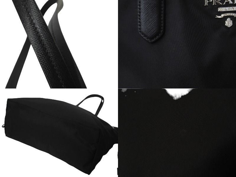 PRADA プラダ トートバッグ 肩掛け BR4001 ナイロン テスート レザー ブラック ピンク シルバー金具 美品 中古 62307