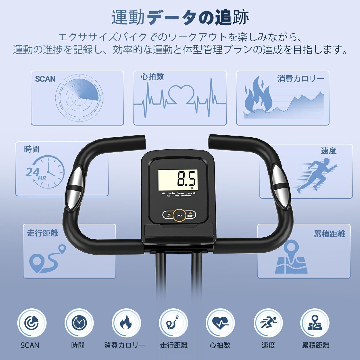 CHAOKEフィットネスバイク トレーニングバイク アップグレード版-5年保証 静音 折りたたみ 16段階負荷 LCDディスプレイ＆心拍数メーター付き- 大型サドル コンパクト収納 軽量 タブレットトレー付 小物ホルダー 組立簡単 承重160kg