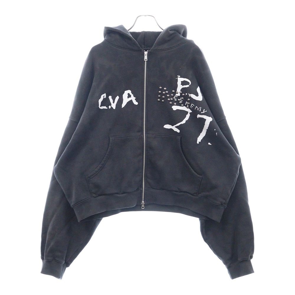 RRR123 RIVINGTON roi Rebis (リヴィントンロイレビス) 24AW INRI ZIP HOODIE ロゴプリント ジップアップパーカー フーディ ブラック