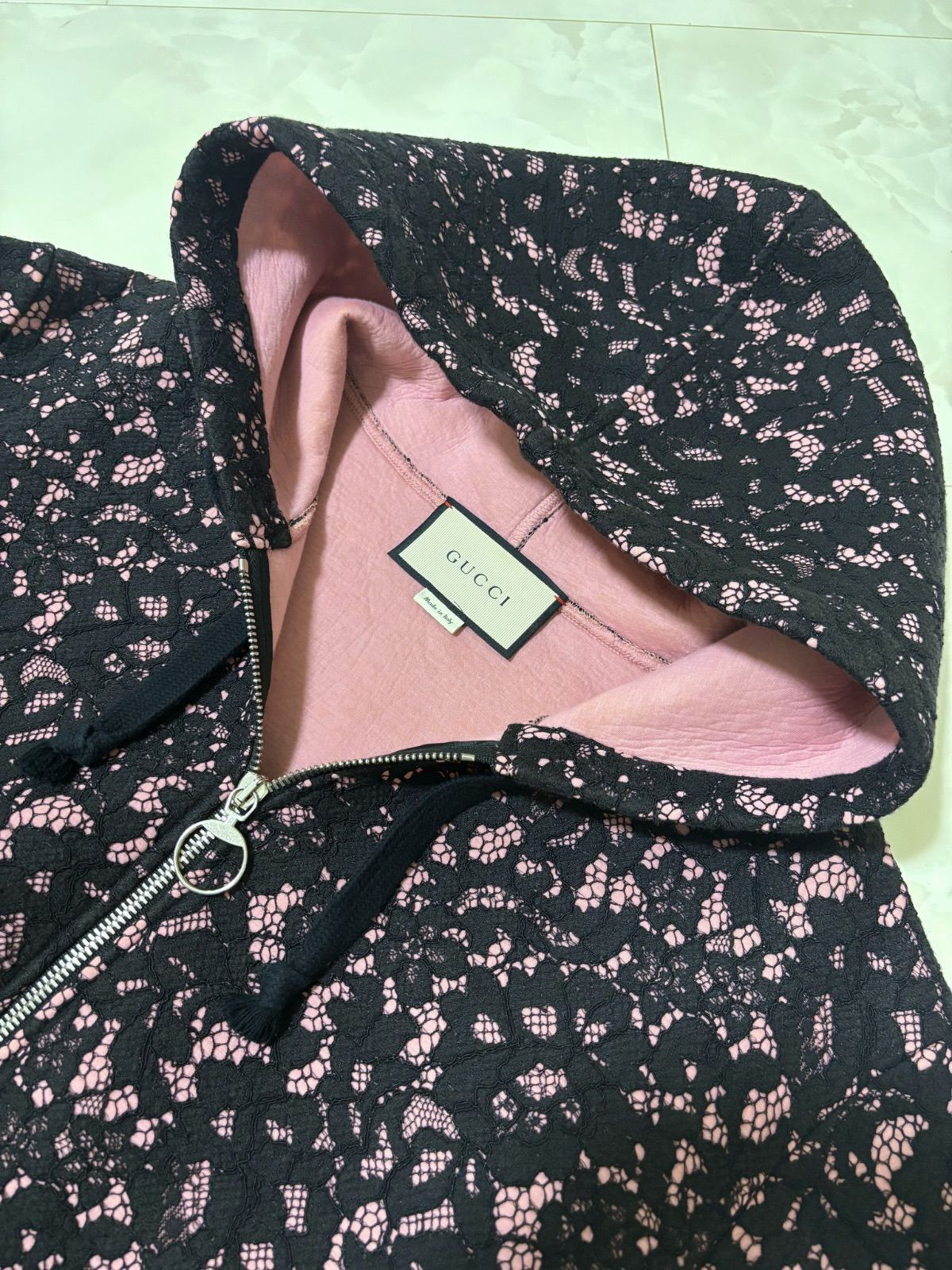 GUCCI グッチ アウター パーカー フーディー レース ピンク ブラック 