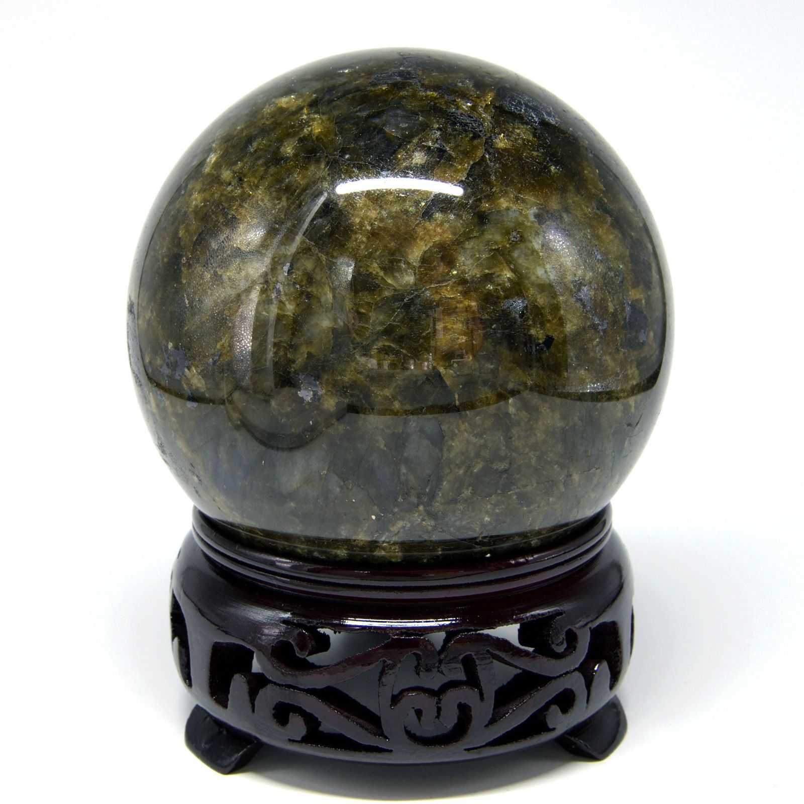 ラブラドライト 101mm丸玉 台座付き[NO.1] ☆パワーストーン