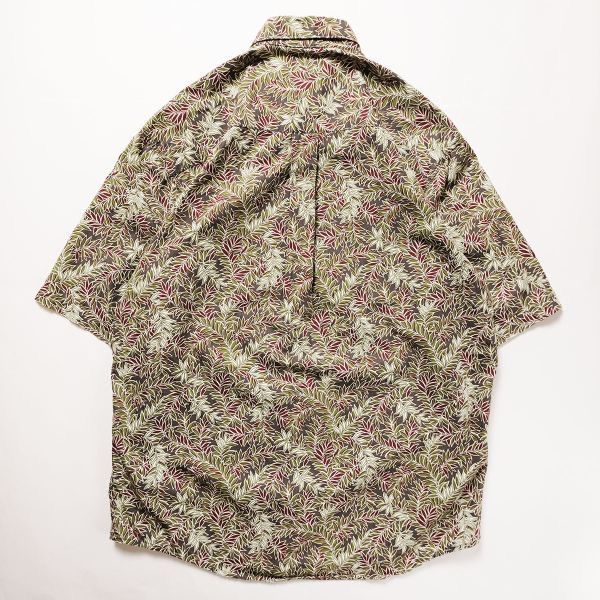 old　BANANA REPUBLIC　デザインシャツ　80ｓ　90ｓ　総柄 90's バナナリパブリック リーフパターン コットンシャツ 半袖