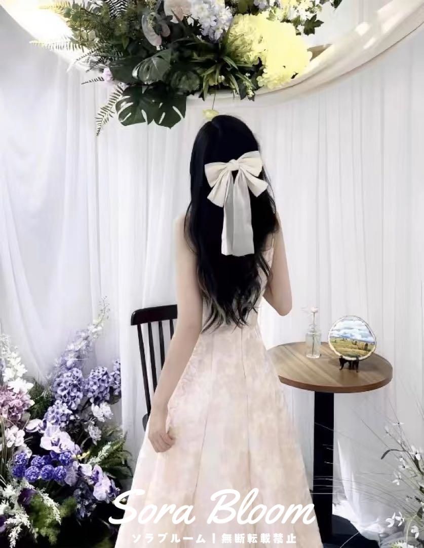 新品未使用パステルピンク花柄ロングドレス 結婚式 パーティー