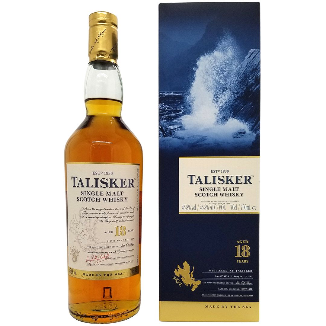 タリスカー 18年 45.8度 700ml 並行品 青箱 金キャップ シングルモルト スコッチウイスキー スカイ YCTS18J7