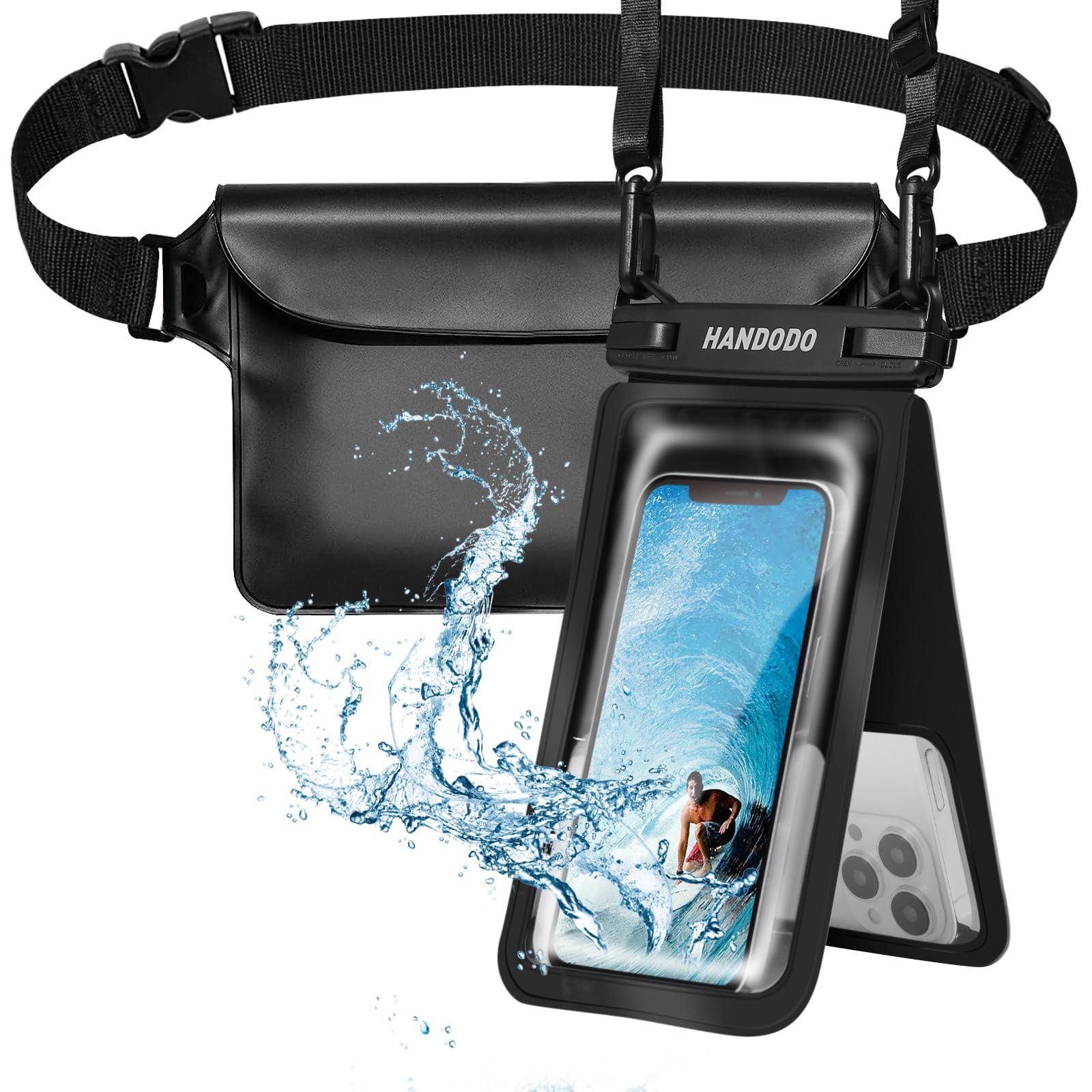 【新着商品】Handodo 2個セット 防水ケース IPX8認定 携帯用ドライバッグ ダブルパック設計 お風呂 温泉 潜水 雨 海などに 完全防水 6.7インチスマホ適用 防水ポーチ 防水ウエストポーチ添付 財