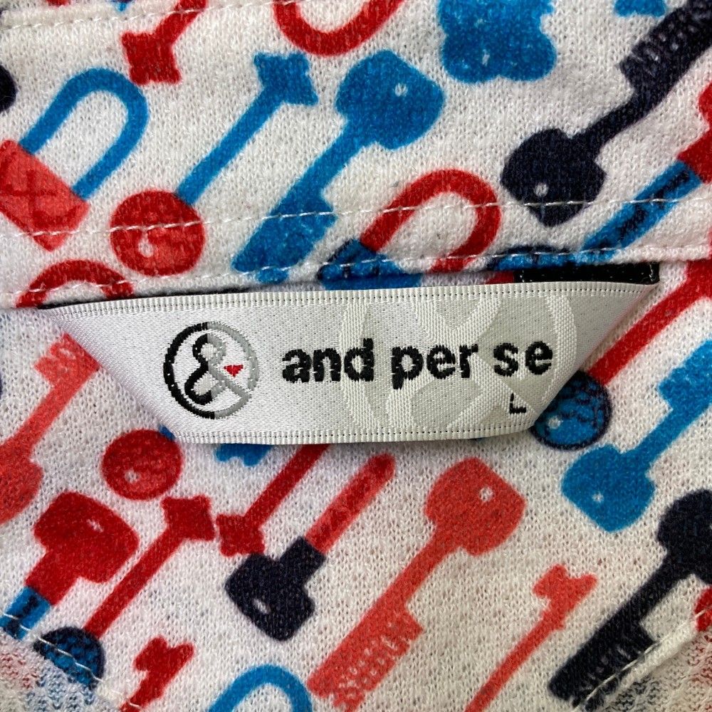 サイズ：L AND PER SE アンパスィ ボタンダウン 長袖ポロシャツ 総柄