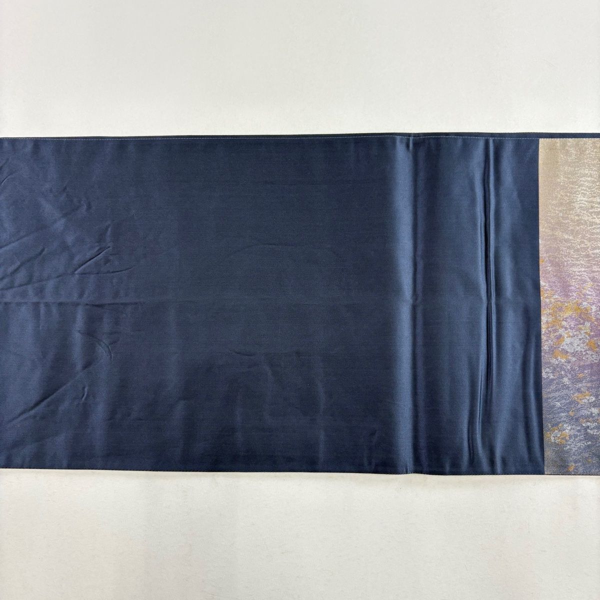 袋帯 秀品 花鳥 源氏車 金銀糸 箔 青紫 六通 正絹 【中古