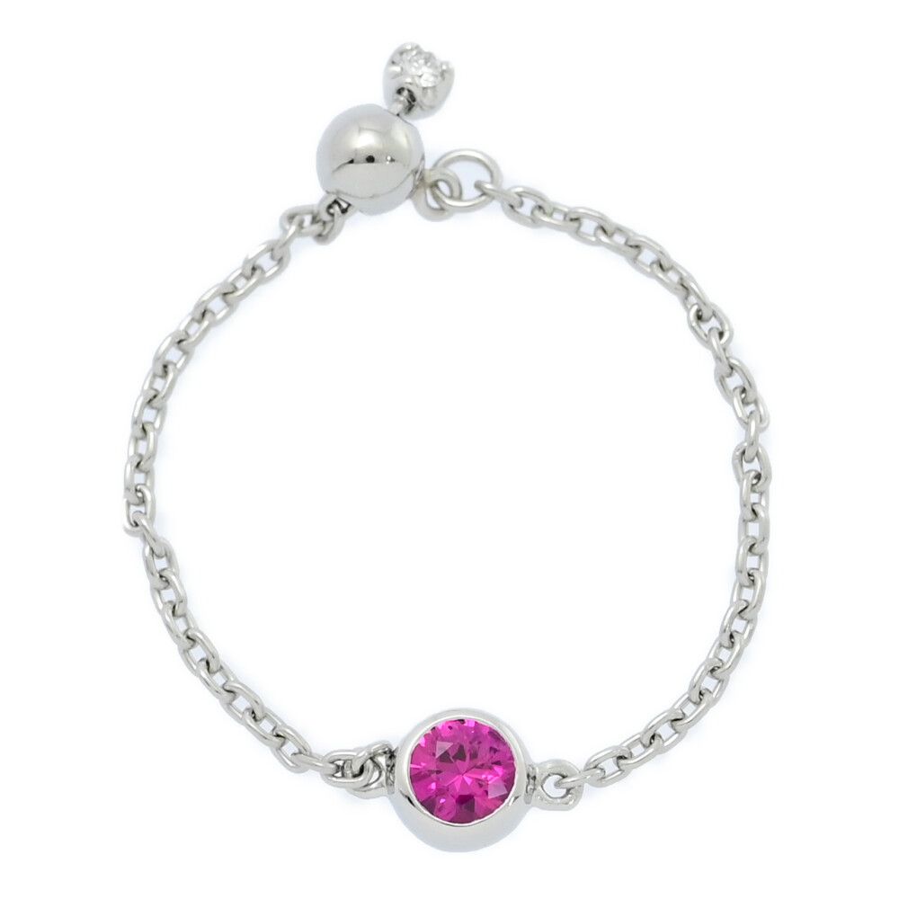 0.01ct|Orefice オレフィーチェ 7月誕生石 1P ルビー ヌード ダイヤモンド チェーン リング 指輪|Pt950-Pt850-0.8g|15号| 55 ♀ N レディース 557057