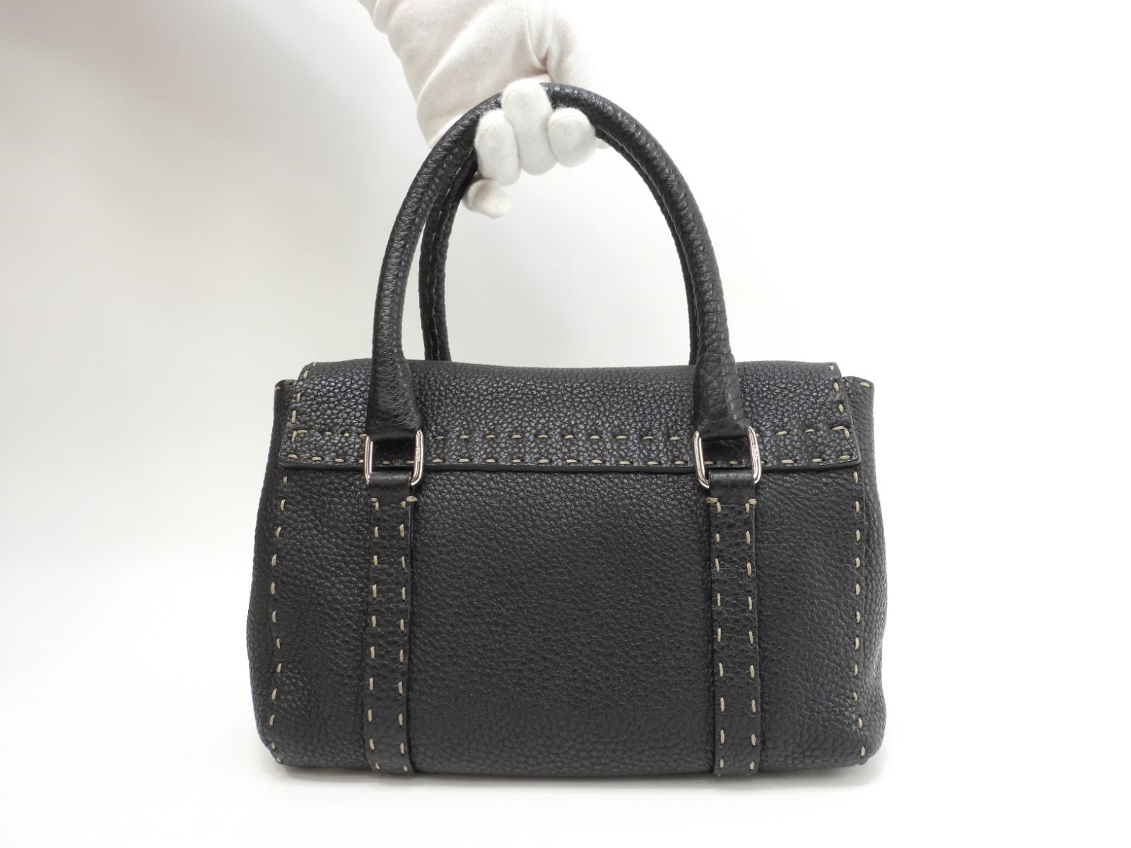 極美品 FENDI セレリア ミニリンダ レザーハンドバッグ FENDI selleria セレリア ミニ リンダ / フェンディ フラップ式