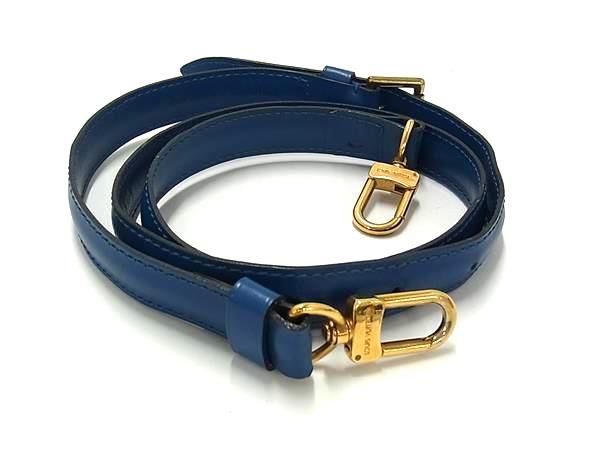 ■美品■ LOUIS VUITTON ルイヴィトン レザー バッグ用 ショルダーストラップ 斜め掛け 肩掛け レディース メンズ ブルー系 BJ7224