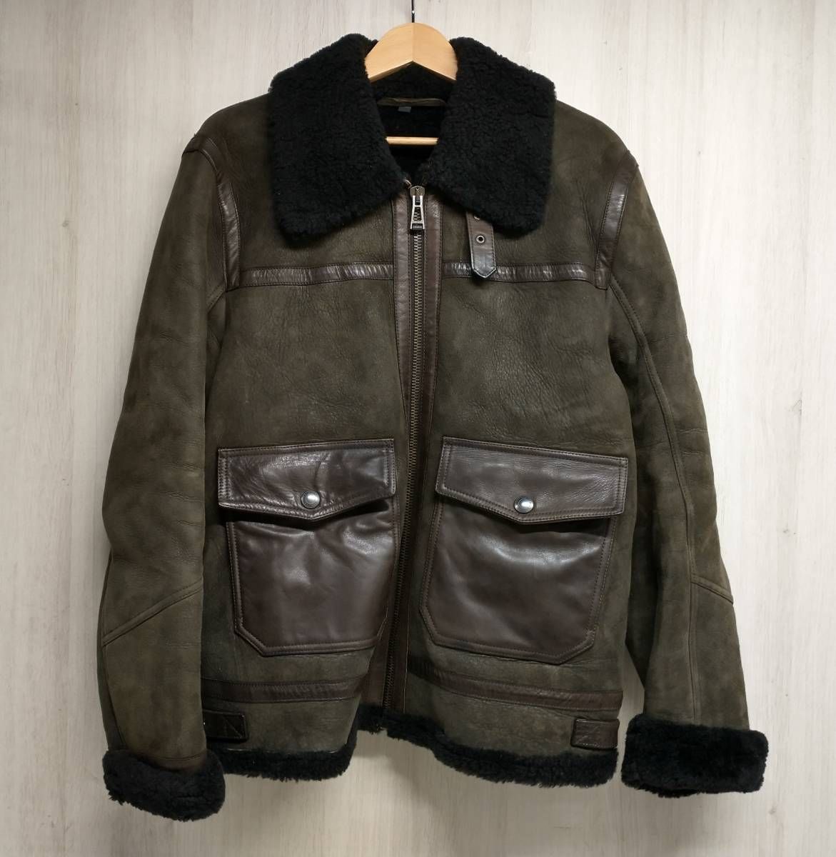 Belstaff ベルスタッフ ムートンジャケット レザー 本革 ファー 羊毛皮 ユーズド加工 ボア ブルゾン サイズ50 - メルカリ